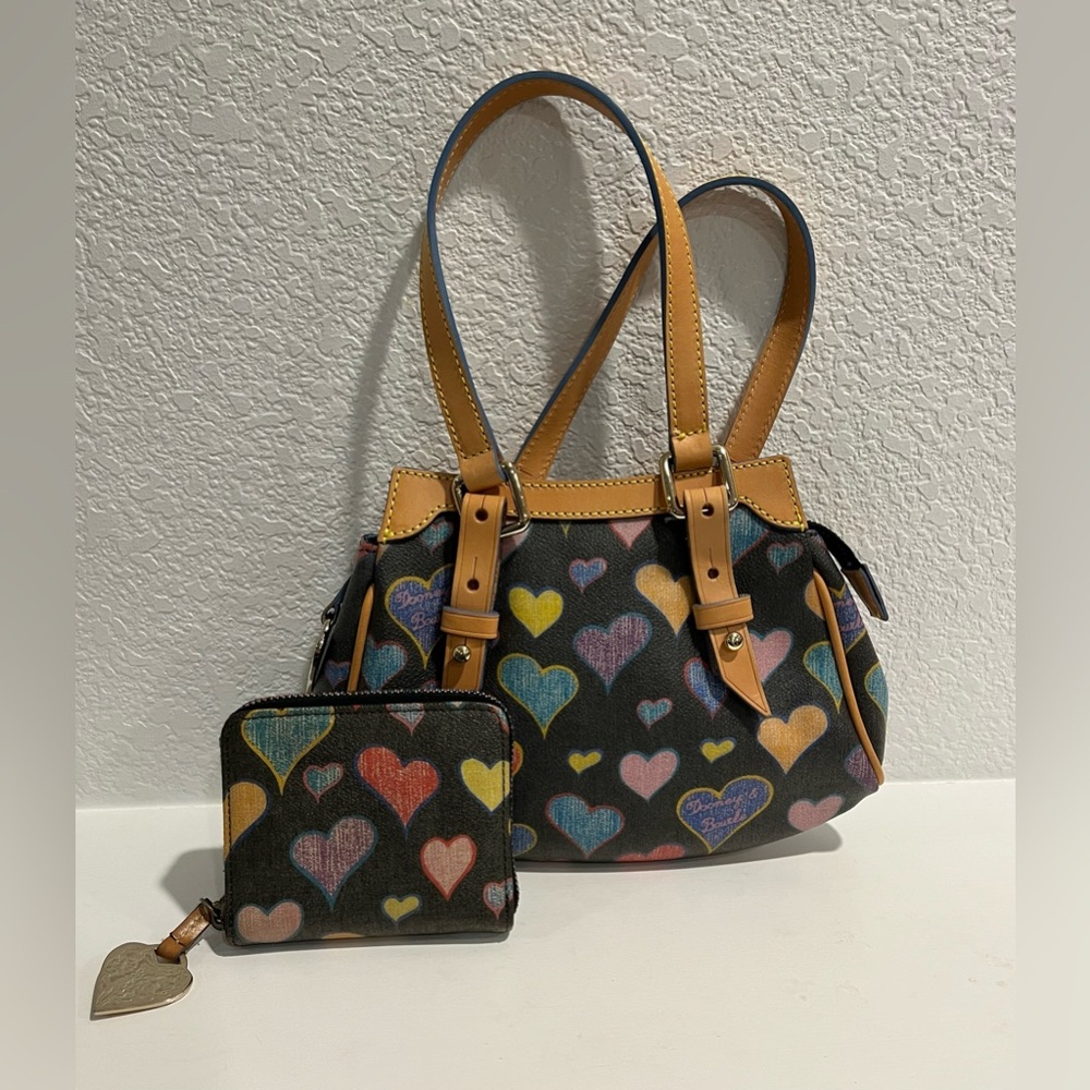 Y2K Dooney and Bourke Heart Print bag and wallet set